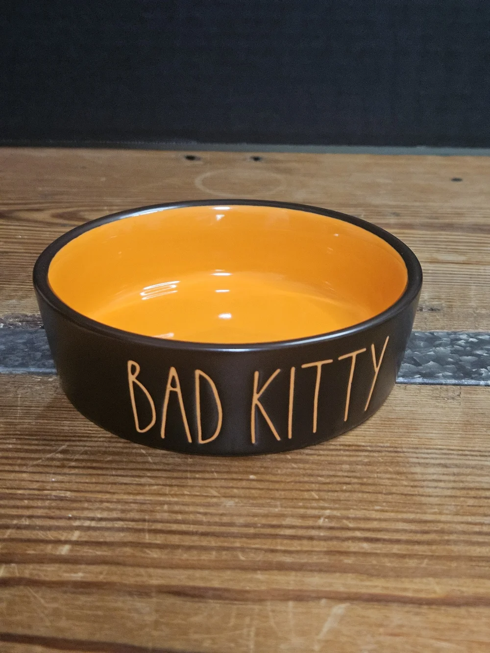 Rae Dunn Bad Kitty Orange Ceramic Pet Bowl - Home Accents